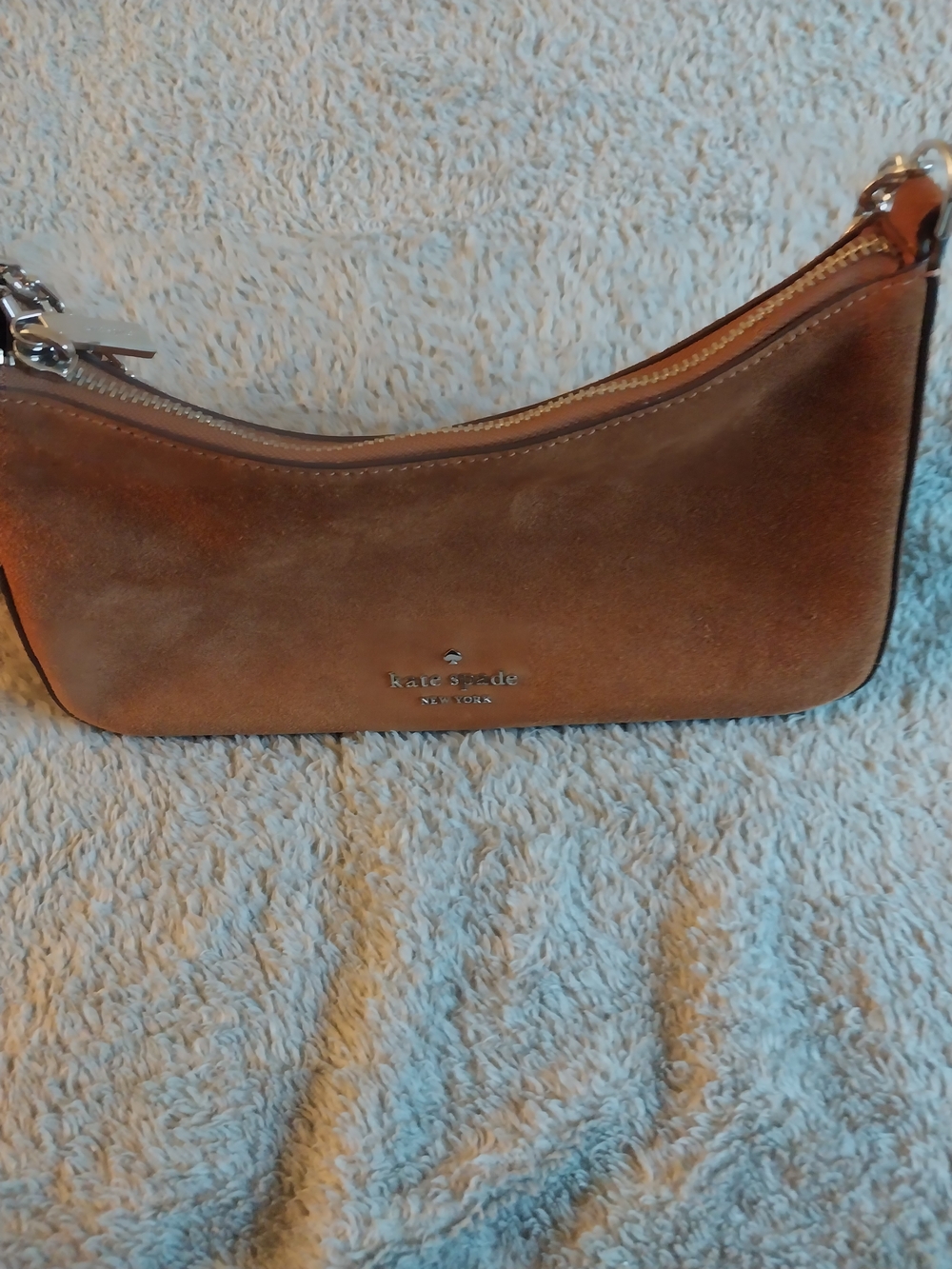 kate spade Brown Suede Shoulder Bag with Silver Chain Strap - Picture 4 of 7